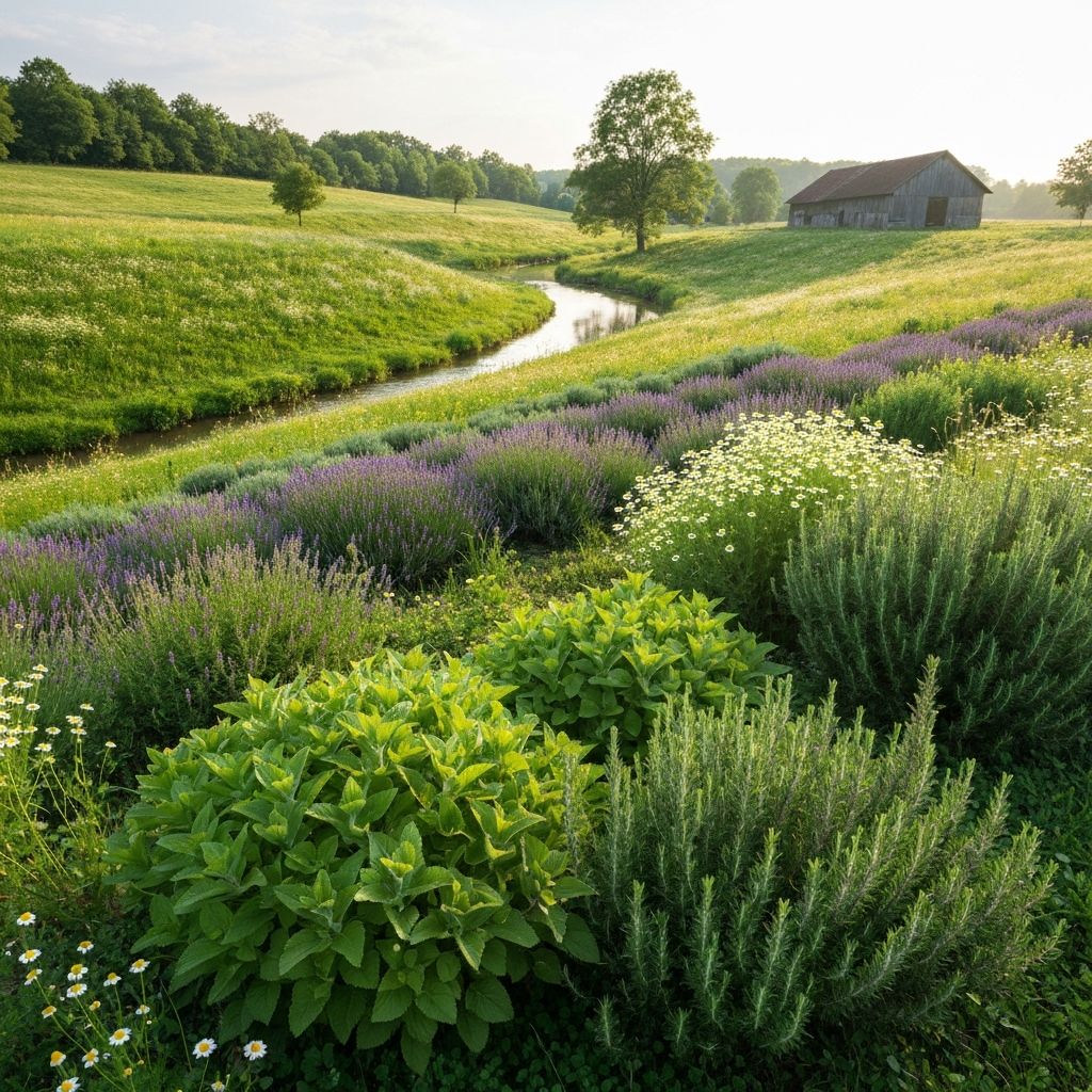 Grüne Anbaufelder für Medicinalplanzen